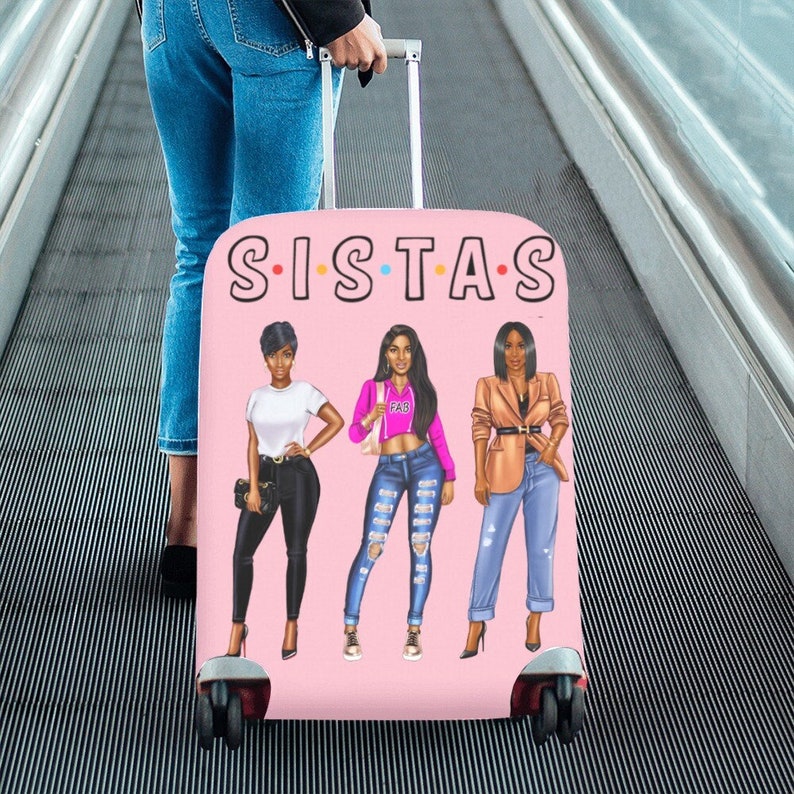 Luggage Cover 18 Inch for Black Women, Luggage Cover Suitcase Protector for African American Girl, Unique Travel Gift for Girls Trip Weekend image 1