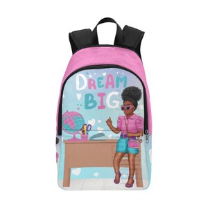 Dream Big Backpack for Black Girls - Back to School - Brown Girl School Supplies - African American Bookbag - Personalized Backpack for Girl