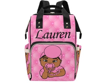 Black Girl Diaper Bag, Backpack Diaper Bag Girl, Diaper Bag Backpack Girl, Personalized Diaper Bags, African American Diaper Bag, Black Baby