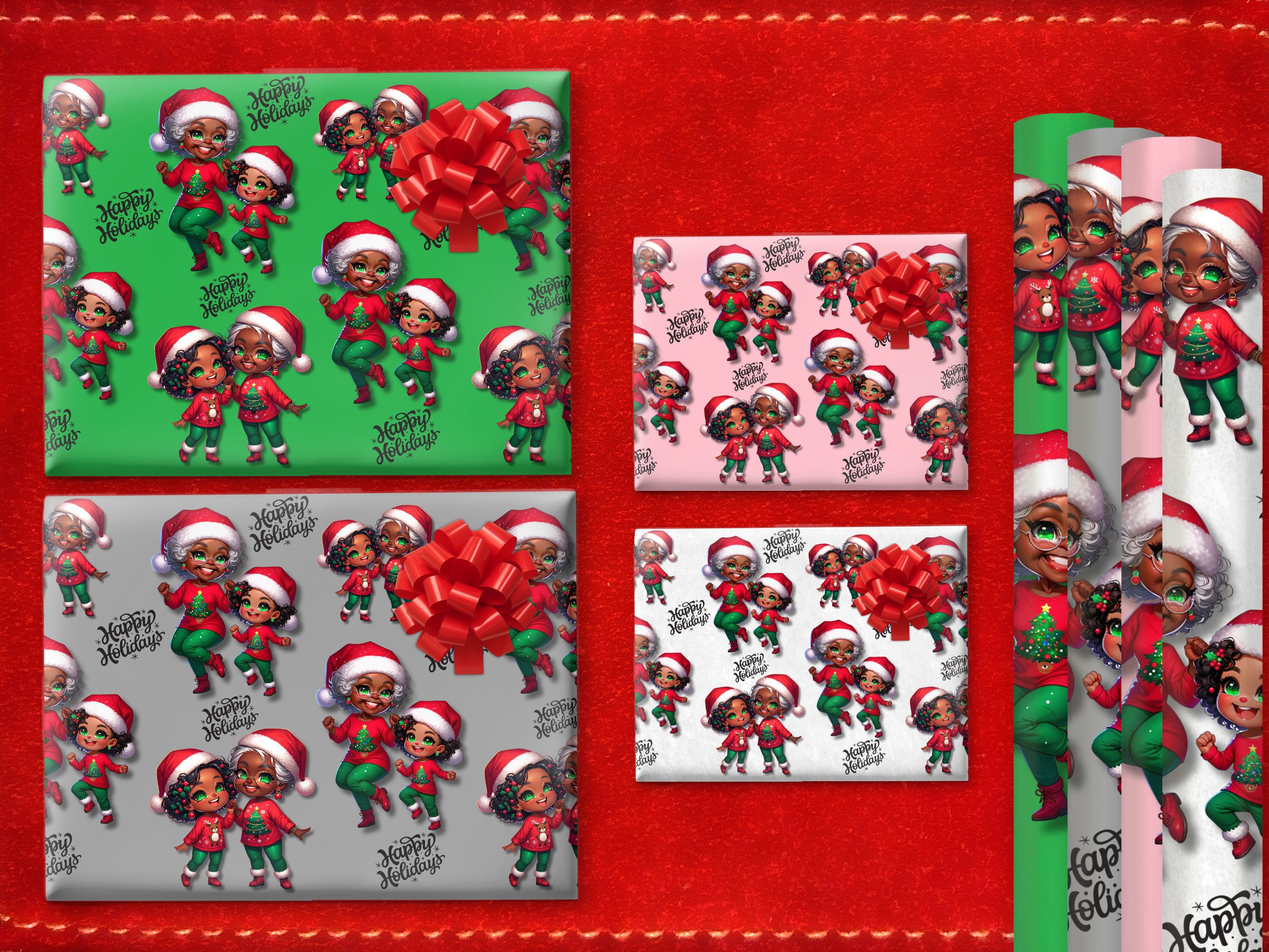 Christmas Wrapping Paper Black Girl, African American Wrapping Paper