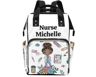 Personalized Nurse Aesthetic Travel Backpack, Weekender Backpack for Travel Nurse, Many Pockets Backpack for Women, New Nurse Grad Gift