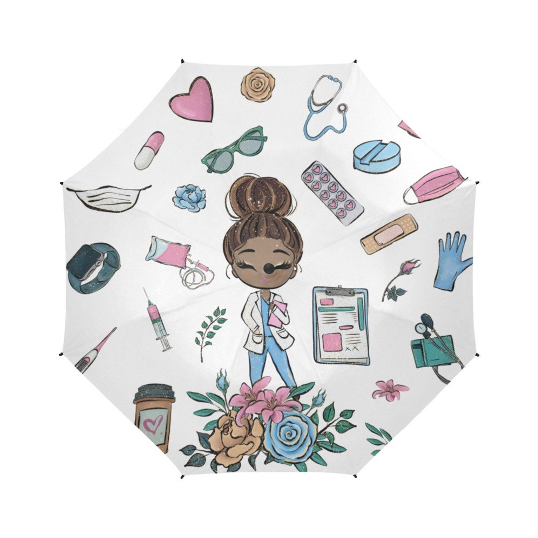 Outdoor Umbrella for Black Travel Nurse, Custom Umbrella With Wrist