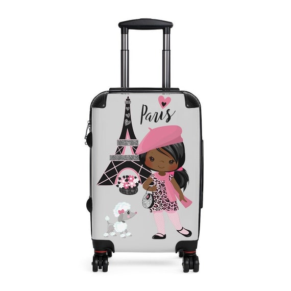 Black Girl in Paris Suitcase Carryon Rolling Luggage Overhead Bin Suitcase  Spinner Suitcase TSA Approved Cute Travel Accessories 