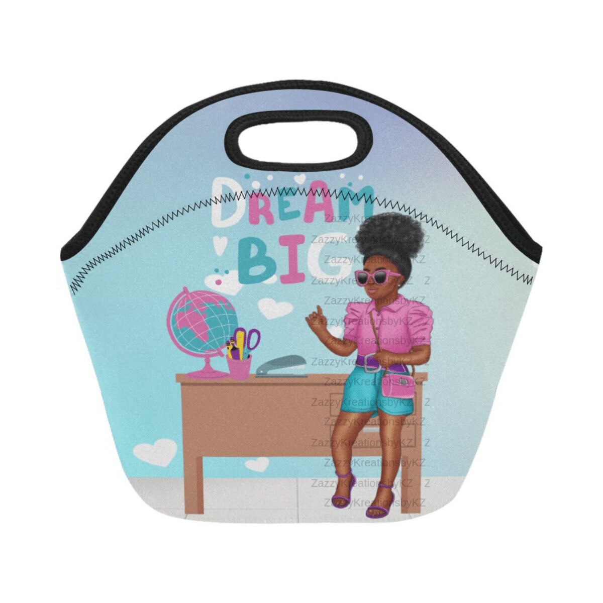Cute Lunch Bag for Black Girls - Back to School Supplies Black Girl - African American Girl Lunch Tote - Dream Big Lunch Bag for Black Girl