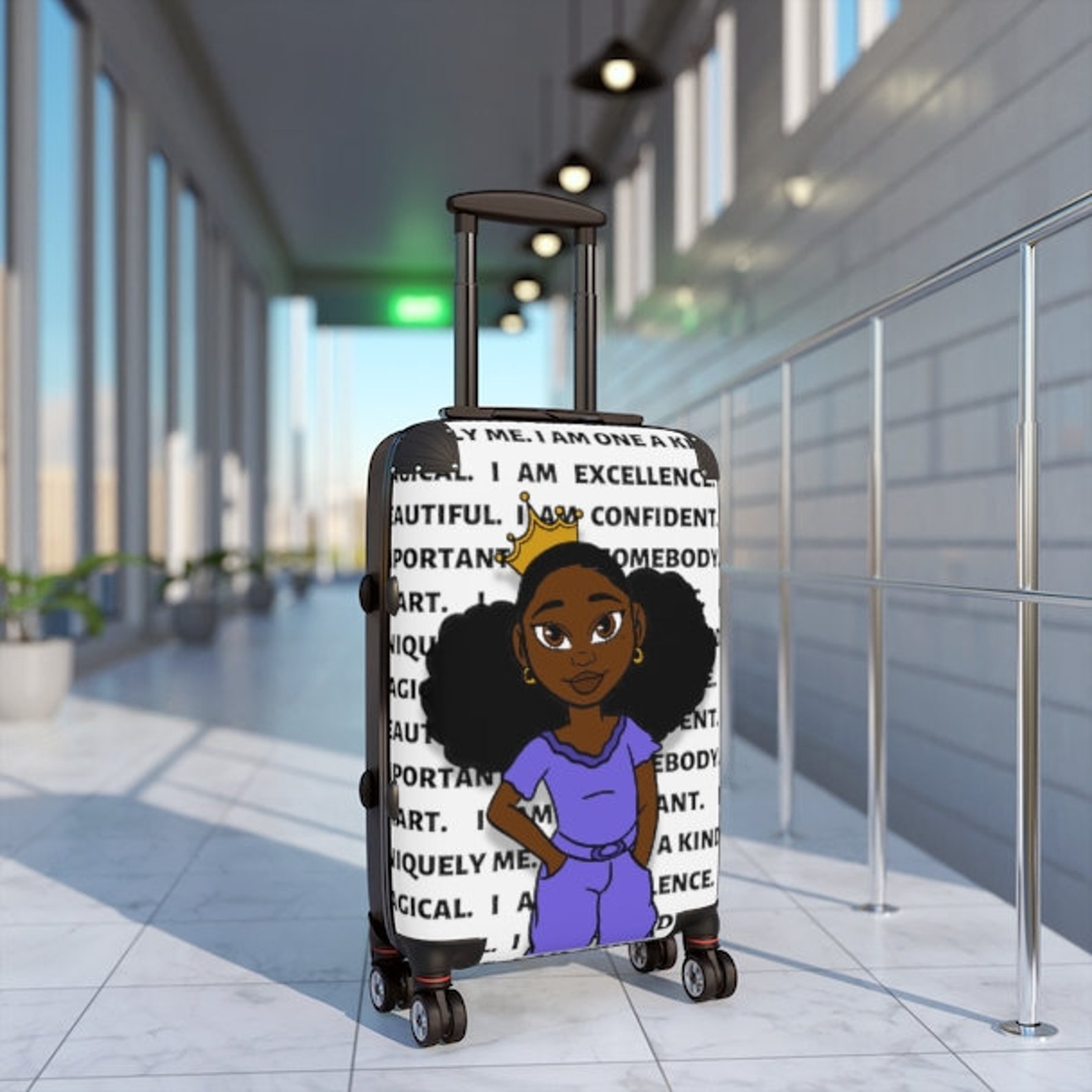 Black Girl Suitcase African American Luggage Kid Luggage Etsy