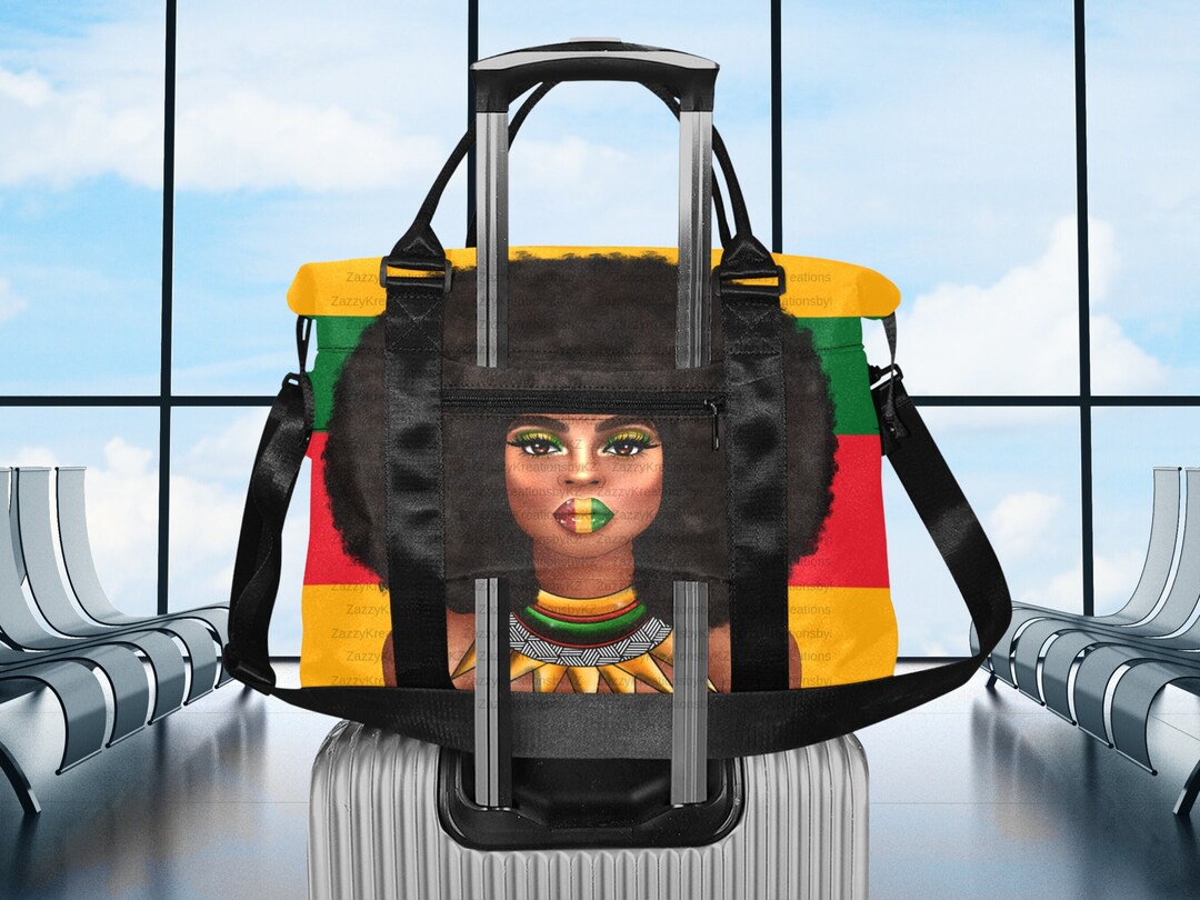 Travel Tote Bag With Trolley Sleeve, Duffle Bag for Black Women