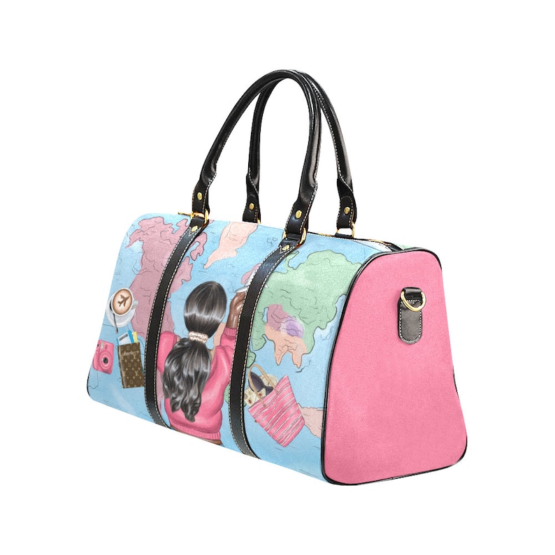 African American Travel Bag Weekender Bag Overnight Bag Duffel Bag Black Woman Travel Bag Carry On Bag Black Girl Bag Pink Bag image 5