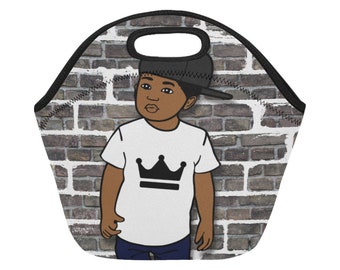 Black Boy Lunch Bag - Back to School Supplies Black Boy - African American Boy Lunch Tote - Lunch Container for Black Kid - Black Young King