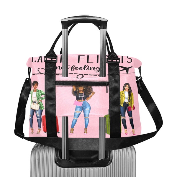 Trolley Sleeve Bag - Cute Duffle Bag - Catch Flights not Feelings - African American Bags - Weekender Bag - Travel Bag for Black Women