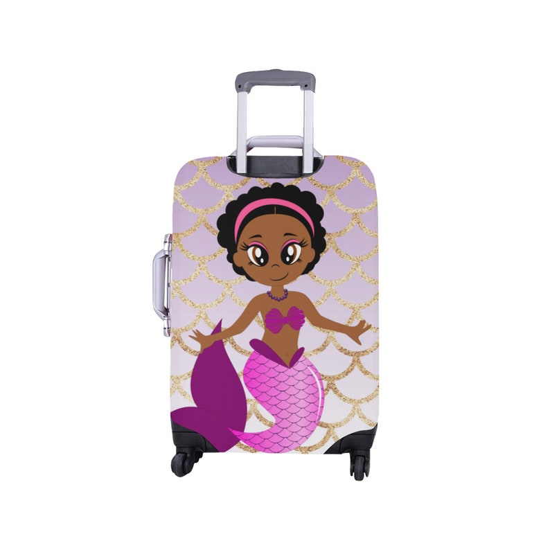 Black Chocolate Mermaid Birthday Gift Idea for Girls Travel Luggage Anti Scratch Dust-proof Protector Mermaid Suitcase Luggage Cover
