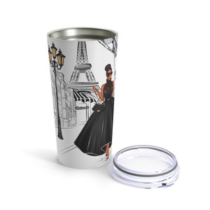Lady in Paris Black 20oz Tumbler Stainless Steel Travel Tumbler Vacuum Insulated Double Walled Interior Black Woman Gift image 5