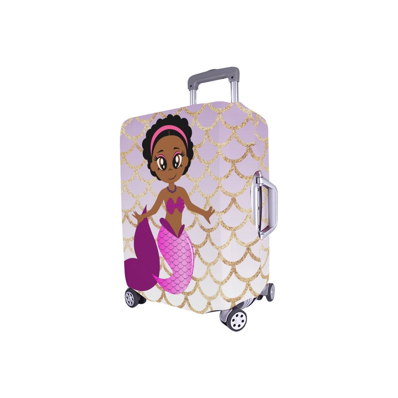 Black Chocolate Mermaid Birthday Gift Idea for Girls Travel Luggage Anti Scratch Dust-proof Protector Mermaid Suitcase Luggage Cover