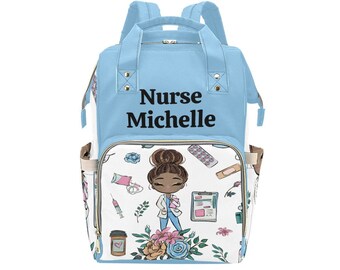 Weekender Backpack for Travel Nurse, Personalized Nurse Travel Backpack, Many Pockets Backpack for Women, New Black Nurse Graduation Gift