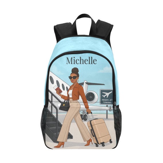 Black Woman Travel Backpack, Personalized Nylon Laptop Bookbag for Women,  African American Art Design, Black Girls Trip Carryon Bag - Etsy