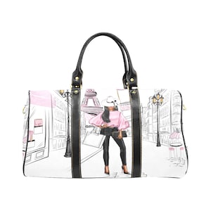 Paris Bag - Black Woman Travel Bag - Duffle Bag - African American Travel Bags - Weekender Bag - Black Girl Bag - Personalized Duffle Bag