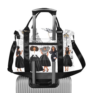 Tote Bag With Trolley Sleeve for Black Women, Travel Tote Bag, Weekend Travel Bag for African American Woman, Black Girl Travel Bag Paris
