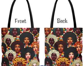 Tote Bag for Black Women, Shades of Melanin Bag, Black Girl Tote Bag, African American Bag, Gift for Black Woman, Afrocentric Ethnic Artwork