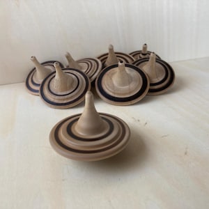 Natural, Hand Crafted Wooden Toy Spinning Tops