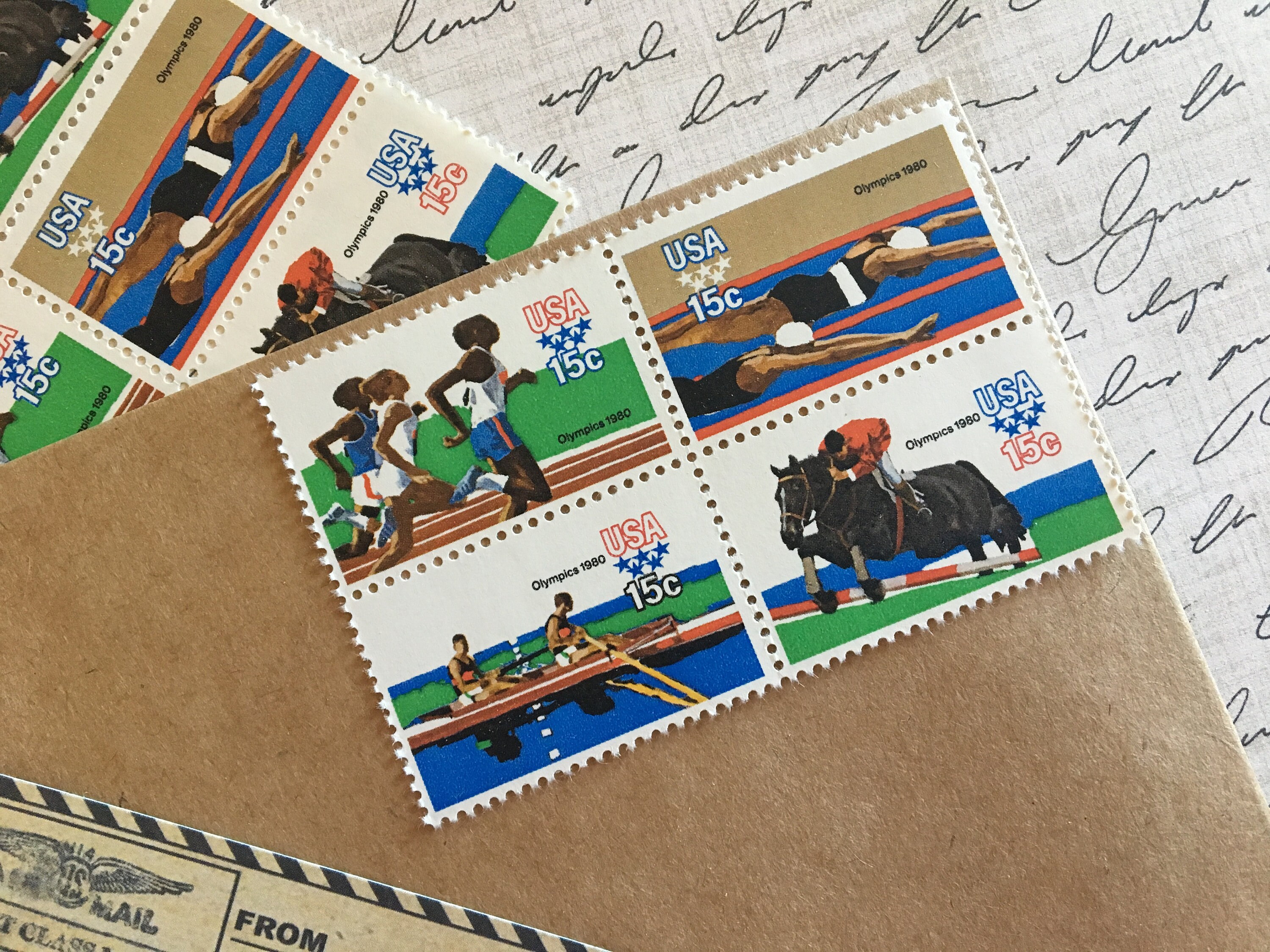4 1980 Summer Olympics USA 15 Cent Stamps Postage Stamp Etsy