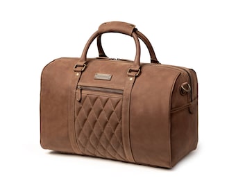 DRAKENSBERG Weekender »Mitch« Havanna-Braun, handgemachte Reisetasche & Bordgepäck mit Diamond Stitch für Herren aus nachhaltigem Leder