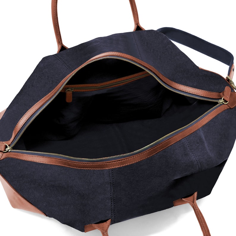 DRAKENSBERG Weekender David L Navy-Blue, handmade travel bag & sports bag for men sustainable canvas leather image 8