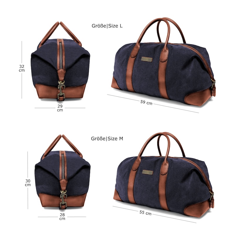 DRAKENSBERG Weekender David L Navy-Blue, handmade travel bag & sports bag for men sustainable canvas leather image 9