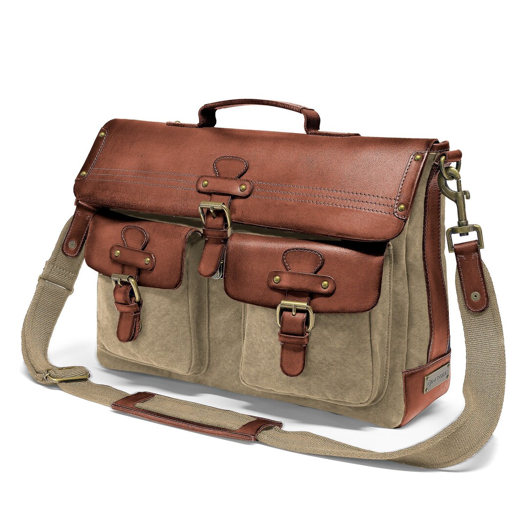 DRAKENSBERG Messenger Bag 'Nate' per donna, uomo, piccola, tela di cera, in pelle, impermeabile, borsa cross-body impermeabile, 5 l, Foresta verde, taglia unica