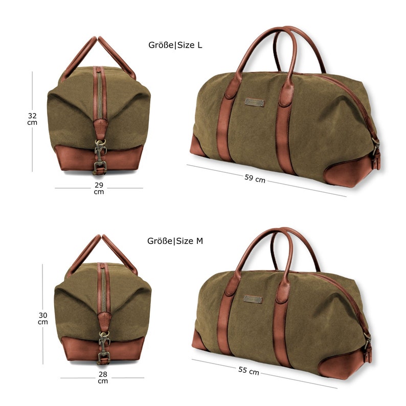 DRAKENSBERG Weekender David L Olive-Green, handmade travel bag & sports bag for men sustainable canvas leather image 9