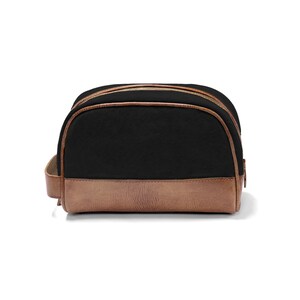 DRAKENSBERG Toilet Bag »Glen« Black/Brown, handmade toilet bag & cosmetic bag for men | sustainable canvas + leather image 4