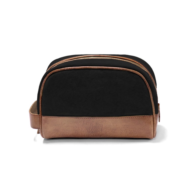 DRAKENSBERG Toilet Bag »Glen« Black/Brown, handmade toilet bag & cosmetic bag for men | sustainable canvas + leather image 4