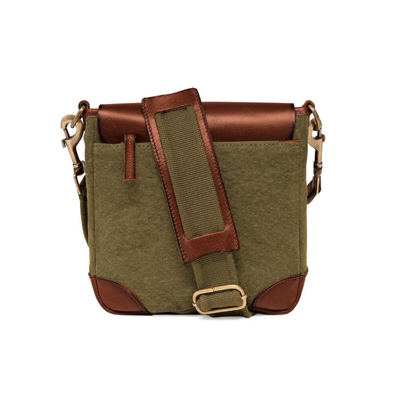 DRAKENSBERG Kuriertasche Mila Oliv-Grün, handgemachte vintage Umhängetasche für Damen und Herren aus nachhaltigem Canvas Leder Bild 4