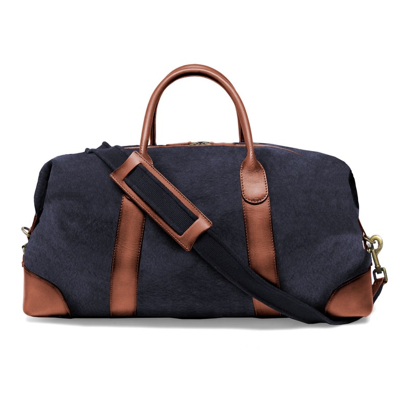 DRAKENSBERG Weekender David L Navy-Blue, handmade travel bag & sports bag for men sustainable canvas leather image 6