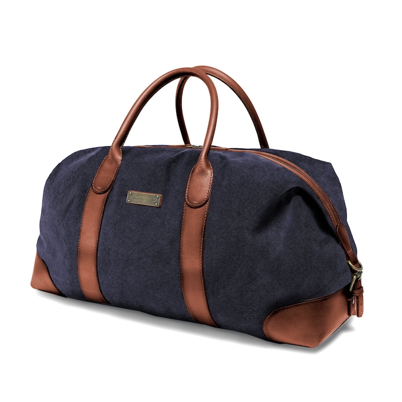 DRAKENSBERG Weekender David L Navy-Blue, handmade travel bag & sports bag for men sustainable canvas leather image 1