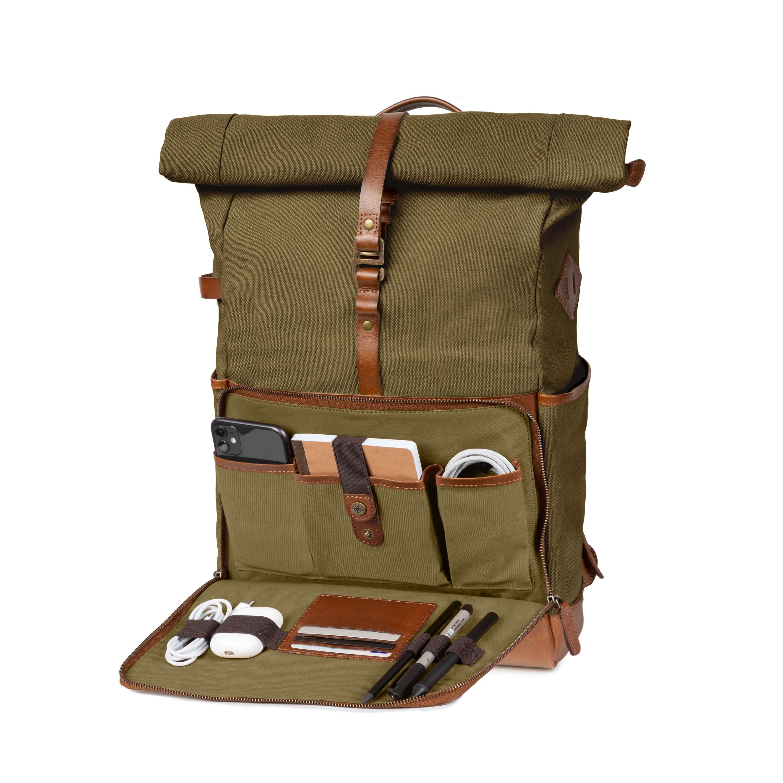 DRAKENSBERG Backpack »arthur« Olive-green, Handmade Courier