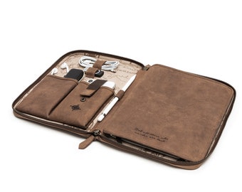 DRAKENSBERG Tablet Folio »Nolan« Havana-Brown, handmade folder, sleeve, travel case for iPad & Tab 11" | sustainable leather