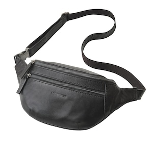 DRAKENSBERG Bauchtasche »Bruno« in elegantem Schwarz, handgemachte Luxus Gürteltasche aus nachhaltigem Büffelleder