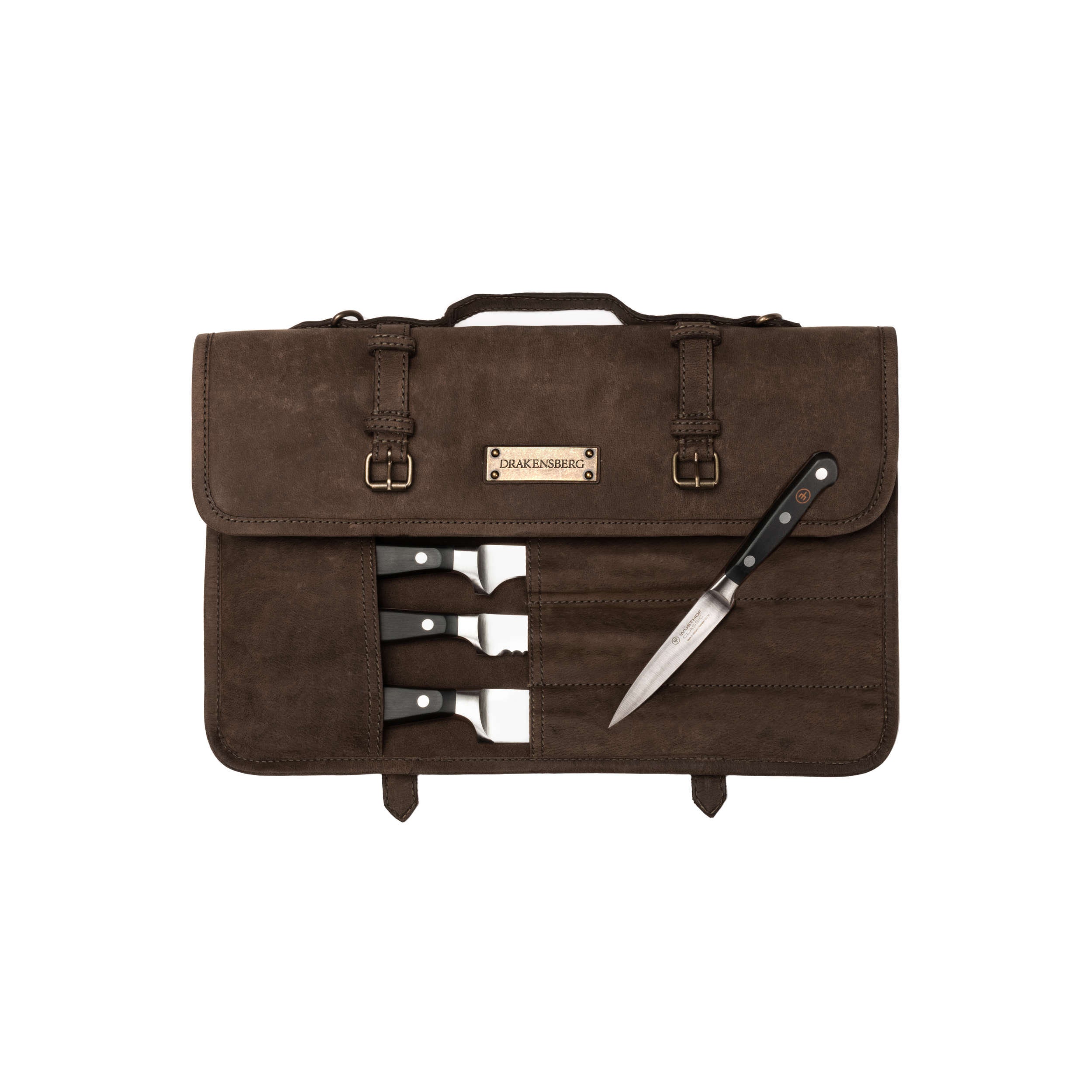 DRAKENSBERG knife bag »Blade« Coffee-Brown, handmade roll-up bag & knife case, knife sheath made of sustainable leather