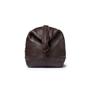 DRAKENSBERG Beauty Case Ruby In Pelle Marrone E Tela - Necessaire Da Viaggio Espandibile 5L Fatto A Mano