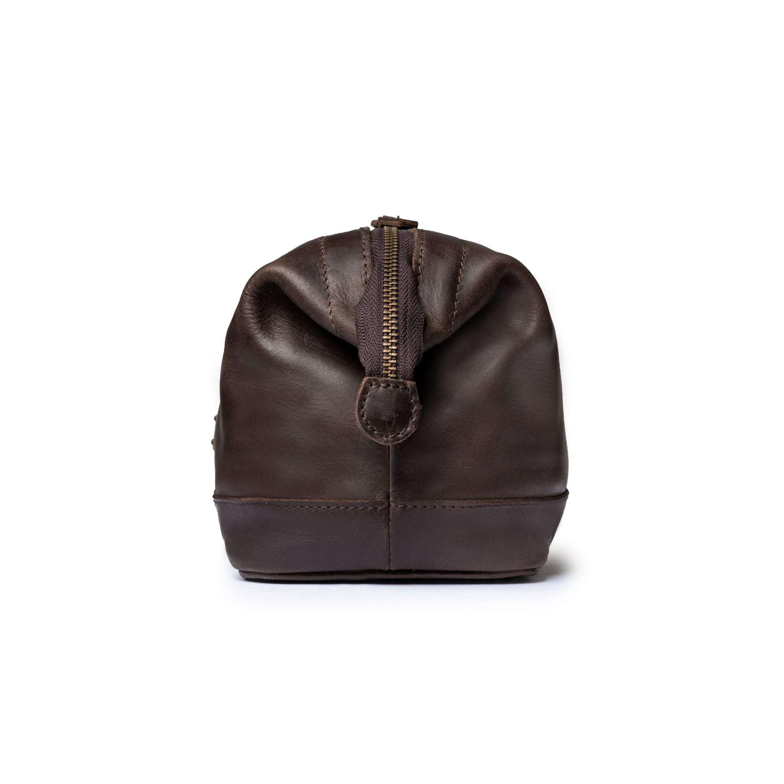 DRAKENSBERG Beauty Case Ruby In Pelle Marrone E Tela - Necessaire Da Viaggio Espandibile 5L Fatto A Mano