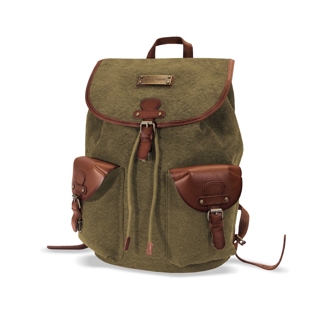 DRAKENSBERG Backpack henrietta Olive-green, Handmade Daypack & City ...