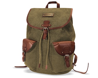 DRAKENSBERG Rucksack »Henrietta« Oliv-Grün, handgemachter Tagesrucksack & Cityrucksack aus nachhaltigem Canvas + Leder, unisex