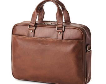 DRAKENSBERG Briefcase »Aurelio« in elegant chestnut brown, handcrafted luxury work bag made from sustainable buffalo leather