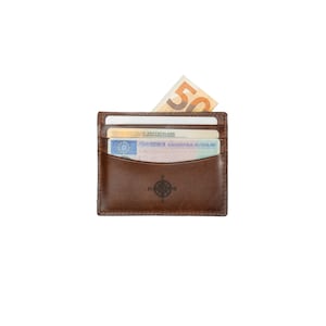 Porte-cartes DRAKENSBERG »Blake« brun vintage, petit porte-cartes artisanal pour la poche de pantalon des hommes en cuir durable
