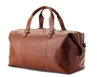 DRAKENSBERG Travel Bag »Enzo« in elegant chestnut brown, handcrafted luxury weekender made from sustainable buffalo leather