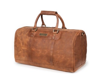 DRAKENSBERG Weekender »John« Cinnamon Brown, handmade travel bag & sports bag for men made from sustainable premium leather.