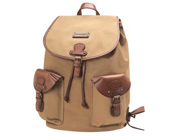 DRAKENSBERG Backpack »Henrietta« Khaki-Beige, handmade daypack & city backpack | sustainable canvas + leather, unisex
