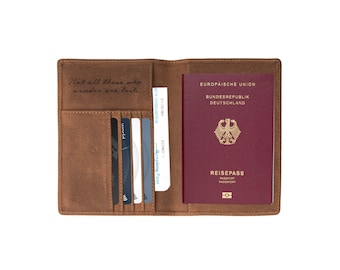 DRAKENSBERG paspoorthoes »Pete« Havanabruin, handgemaakt leren & reisetui voor heren gemaakt van duurzaam premium leer