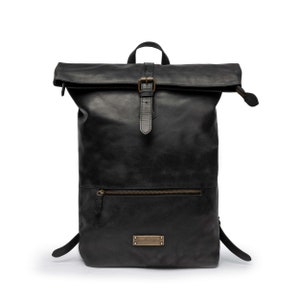 DRAKENSBERG Rucksack Ryan Vintage-Schwarz, handgemachter Fahrradrucksack & Kurierrucksack für Herren aus nachhaltigem premium Leder Bild 3