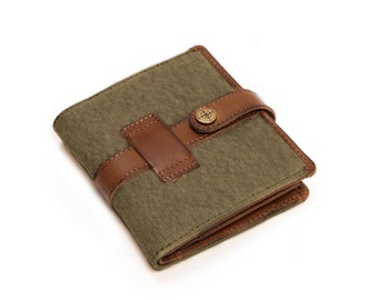 DRAKENSBERG Wallet »Earl« Olive-Green, handmade vintage wallet & purse for men | sustainable canvas + leather