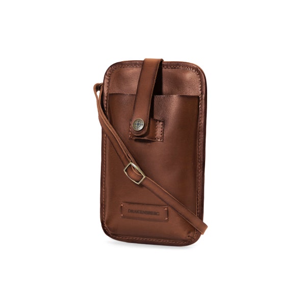 DRAKENSBERG Phone Bag "Vic" vintage brown, leather cross body smartphone bag with coin and credit card compartment for men